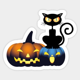 Cute Halloween Pumpkin Black Cat Spooky Season Autumn Vibes Halloween Thanksgiving and Fall Color Lovers Sticker